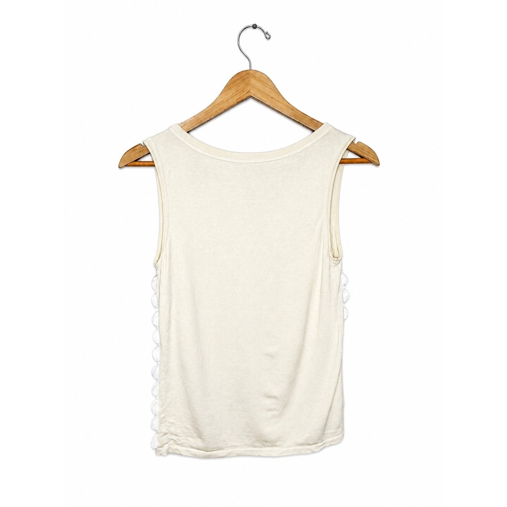 Per Se Silk Blend Textured Dot Tank Top Womens S Ivory Sleeveless Applique Knit - Picture 3 of 5